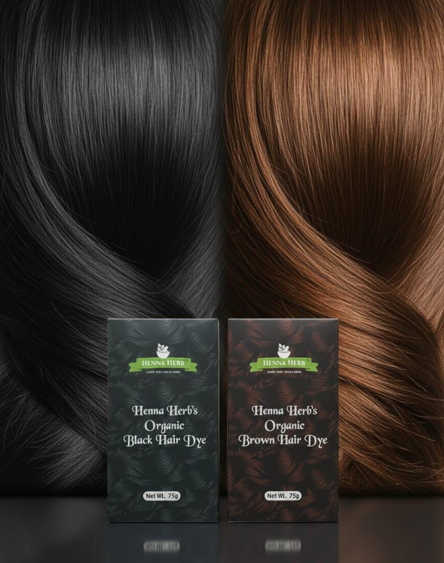 HENNA HERB'S ORGANIC BLACK AND BROWN HAIR DYE COMBO